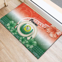 Penama Vanuatu Rubber Doormat Hibiscus Sand Drawing with Pacific Pattern