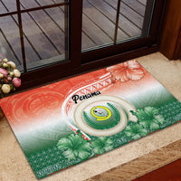 Penama Vanuatu Rubber Doormat Hibiscus Sand Drawing with Pacific Pattern