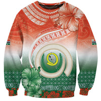 Penama Vanuatu Sweatshirt Hibiscus Sand Drawing with Pacific Pattern