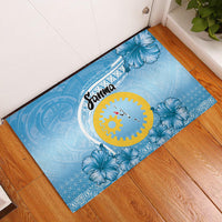 Sanma Vanuatu Rubber Doormat Hibiscus Sand Drawing with Pacific Pattern
