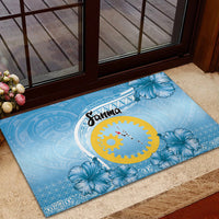 Sanma Vanuatu Rubber Doormat Hibiscus Sand Drawing with Pacific Pattern
