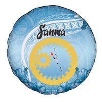 Sanma Vanuatu Spare Tire Cover Hibiscus Sand Drawing with Pacific Pattern