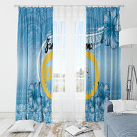 Sanma Vanuatu Window Curtain Hibiscus Sand Drawing with Pacific Pattern