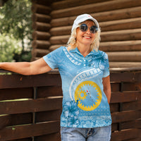 Sanma Vanuatu Women Polo Shirt Hibiscus Sand Drawing with Pacific Pattern