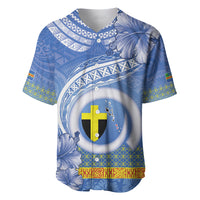 Tafea Vanuatu Baseball Jersey Hibiscus Sand Drawing with Pacific Pattern LT9 Blue Art - Polynesian Pride