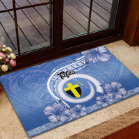 Tafea Vanuatu Rubber Doormat Hibiscus Sand Drawing with Pacific Pattern