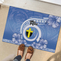 Tafea Vanuatu Rubber Doormat Hibiscus Sand Drawing with Pacific Pattern