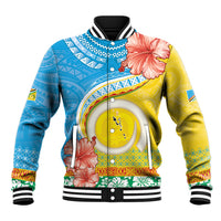 Torba Vanuatu Baseball Jacket Hibiscus Sand Drawing with Pacific Pattern