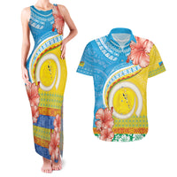 Torba Vanuatu Couples Matching Tank Maxi Dress and Hawaiian Shirt Hibiscus Sand Drawing with Pacific Pattern