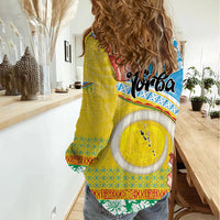 Torba Vanuatu Women Casual Shirt Hibiscus Sand Drawing with Pacific Pattern