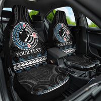 Custom Fiji and New Zealand Car Seat Cover Maori Fern Mix Tapa Tribal Unique LT9 One Size Black - Polynesian Pride