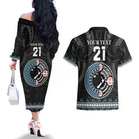 Custom Fiji and New Zealand Couples Matching Off The Shoulder Long Sleeve Dress and Hawaiian Shirt Maori Fern Mix Tapa Tribal Unique LT9 - Polynesian Pride