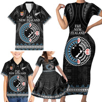 Custom Fiji and New Zealand Family Matching Short Sleeve Bodycon Dress and Hawaiian Shirt Maori Fern Mix Tapa Tribal Unique LT9 - Polynesian Pride
