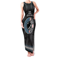 Custom Fiji and New Zealand Family Matching Tank Maxi Dress and Hawaiian Shirt Maori Fern Mix Tapa Tribal Unique LT9 Mom's Dress Black - Polynesian Pride