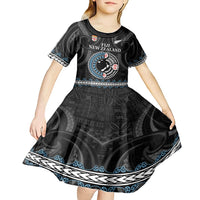 Custom Fiji and New Zealand Kid Short Sleeve Dress Maori Fern Mix Tapa Tribal Unique LT9 - Polynesian Pride