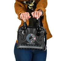 Custom Fiji and New Zealand Shoulder Handbag Maori Fern Mix Tapa Tribal Unique LT9 One Size Black - Polynesian Pride