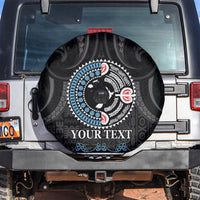 Custom Fiji and New Zealand Spare Tire Cover Maori Fern Mix Tapa Tribal Unique LT9 Black - Polynesian Pride