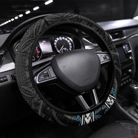 Fiji and New Zealand Steering Wheel Cover Maori Fern Mix Tapa Tribal Unique LT9 Universal Fit Black - Polynesian Pride