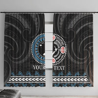 Custom Fiji and New Zealand Window Curtain Maori Fern Mix Tapa Tribal Unique LT9 With Hooks Black - Polynesian Pride