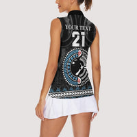 Custom Fiji and New Zealand Women Sleeveless Polo Shirt Maori Fern Mix Tapa Tribal Unique LT9 - Polynesian Pride