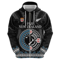Custom Fiji and New Zealand Zip Hoodie Maori Fern Mix Tapa Tribal Unique LT9 - Polynesian Pride