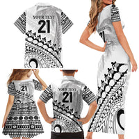 Custom Fiji Rugby Cibi Dance Family Matching Short Sleeve Bodycon Dress and Hawaiian Shirt Create History World Cup Sevens LT9 - Polynesian Pride