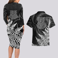 New Zealand Black Fern 7s Couples Matching Long Sleeve Bodycon Dress and Hawaiian Shirt History World Cup Sevens LT9 - Polynesian Pride