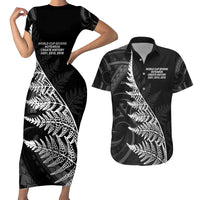 New Zealand Black Fern 7s Couples Matching Short Sleeve Bodycon Dress and Hawaiian Shirt History World Cup Sevens LT9 Black - Polynesian Pride