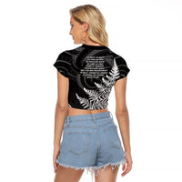 New Zealand Black Fern 7s Raglan Cropped T Shirt History World Cup Sevens