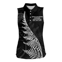 New Zealand Black Fern 7s Women Sleeveless Polo Shirt History World Cup Sevens LT9 Female Black - Polynesian Pride