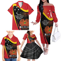 Personalised Papua Niugini Tok Pisin Wik Family Matching Off The Shoulder Long Sleeve Dress and Hawaiian Shirt LT9 - Polynesian Pride