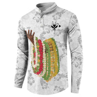 Hawaii Lei Kamehameha Button Sweatshirt Ke'oke'o Seamless Pattern Hibiscus Flower