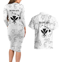 Hawaii Lei Kamehameha Couples Matching Long Sleeve Bodycon Dress and Hawaiian Shirt Ke'oke'o Seamless Pattern Hibiscus Flower LT9 - Polynesian Pride