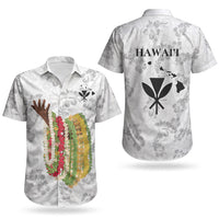 Hawaii Lei Kamehameha Couples Matching Short Sleeve Bodycon Dress and Hawaiian Shirt Ke'oke'o Seamless Pattern Hibiscus Flower LT9 - Polynesian Pride
