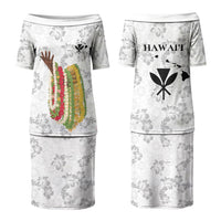 Hawaii Lei Kamehameha Family Matching Puletasi and Hawaiian Shirt Ke'oke'o Seamless Pattern Hibiscus Flower LT9 Mom's Dress White - Polynesian Pride