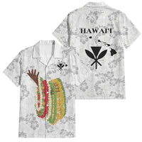 Hawaii Lei Kamehameha Family Matching Puletasi and Hawaiian Shirt Ke'oke'o Seamless Pattern Hibiscus Flower LT9 Dad's Shirt - Short Sleeve White - Polynesian Pride