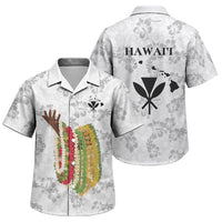 Hawaii Lei Kamehameha Family Matching Puletasi and Hawaiian Shirt Ke'oke'o Seamless Pattern Hibiscus Flower LT9 Son's Shirt White - Polynesian Pride