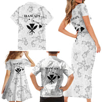 Hawaii Lei Kamehameha Family Matching Short Sleeve Bodycon Dress and Hawaiian Shirt Ke'oke'o Seamless Pattern Hibiscus Flower LT9 - Polynesian Pride