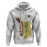 Hawaii Lei Kamehameha Hoodie Ke'oke'o Seamless Pattern Hibiscus Flower LT9 Zip Hoodie White - Polynesian Pride
