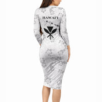Hawaii Lei Kamehameha Long Sleeve Bodycon Dress Ke'oke'o Seamless Pattern Hibiscus Flower LT9 - Polynesian Pride