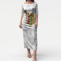 Hawaii Lei Kamehameha Puletasi Ke'oke'o Seamless Pattern Hibiscus Flower LT9 Long Dress White - Polynesian Pride