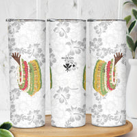 Hawaii Lei Kamehameha Skinny Tumbler Ke'oke'o Seamless Pattern Hibiscus Flower