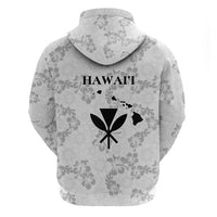 Hawaii Lei Kamehameha Zip Hoodie Ke'oke'o Seamless Pattern Hibiscus Flower