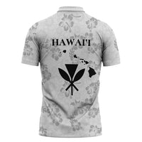 Hawaii Lei Kamehameha Zipper Polo Shirt Ke'oke'o Seamless Pattern Hibiscus Flower LT9 - Polynesian Pride