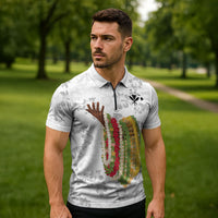 Hawaii Lei Kamehameha Zipper Polo Shirt Ke'oke'o Seamless Pattern Hibiscus Flower LT9 - Polynesian Pride