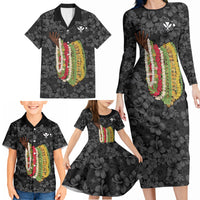 Hawaii Lei Kamehameha Family Matching Long Sleeve Bodycon Dress and Hawaiian Shirt Ele'ele Seamless Pattern Hibiscus Flower LT9 - Polynesian Pride