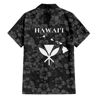 Hawaii Lei Kamehameha Family Matching Long Sleeve Bodycon Dress and Hawaiian Shirt Ele'ele Seamless Pattern Hibiscus Flower LT9 Dad's Shirt - Long Sleeve Black - Polynesian Pride