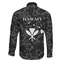 Hawaii Lei Kamehameha Family Matching Long Sleeve Bodycon Dress and Hawaiian Shirt Ele'ele Seamless Pattern Hibiscus Flower LT9 Son's Shirt Black - Polynesian Pride
