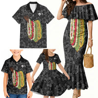 Hawaii Lei Kamehameha Family Matching Mermaid Dress and Hawaiian Shirt Ele'ele Seamless Pattern Hibiscus Flower LT9 - Polynesian Pride
