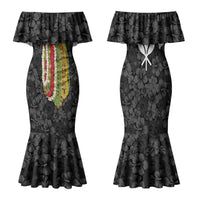 Hawaii Lei Kamehameha Family Matching Mermaid Dress and Hawaiian Shirt Ele'ele Seamless Pattern Hibiscus Flower LT9 Mom's Dress Black - Polynesian Pride